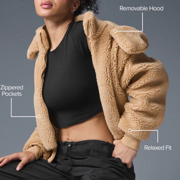 ALO Foxy Sherpa jacket size small camel color teddy - Picture 3 of 15